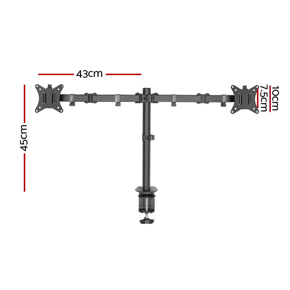 Artiss Monitor Arm Dual Desk Mount Screen Bracket Holder - 0
