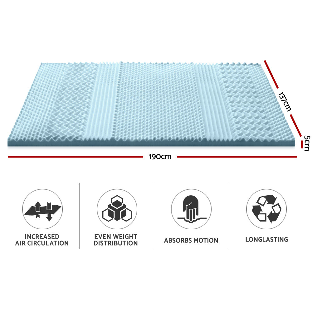 Giselle Bedding Memory Foam Mattress Topper 7-Zone 5cm Double - 0