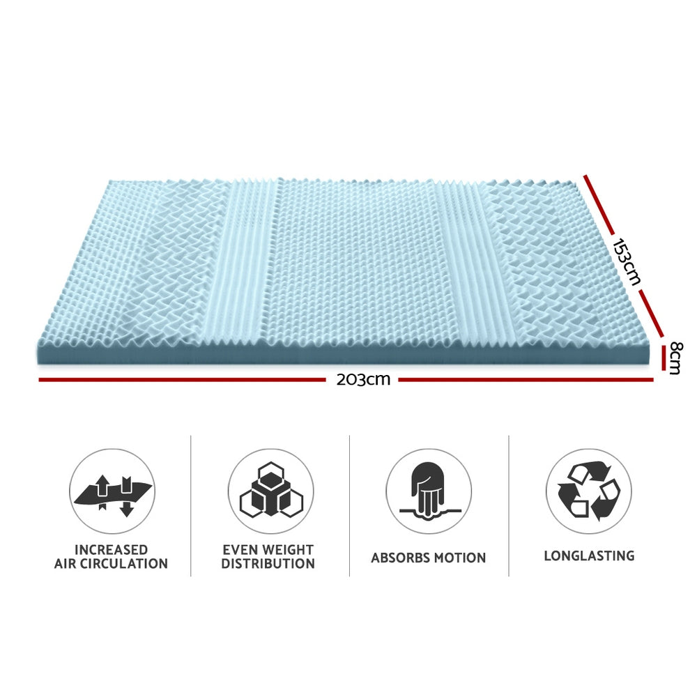 Giselle Bedding Memory Foam Mattress Topper 7-Zone 8cm Queen - 0
