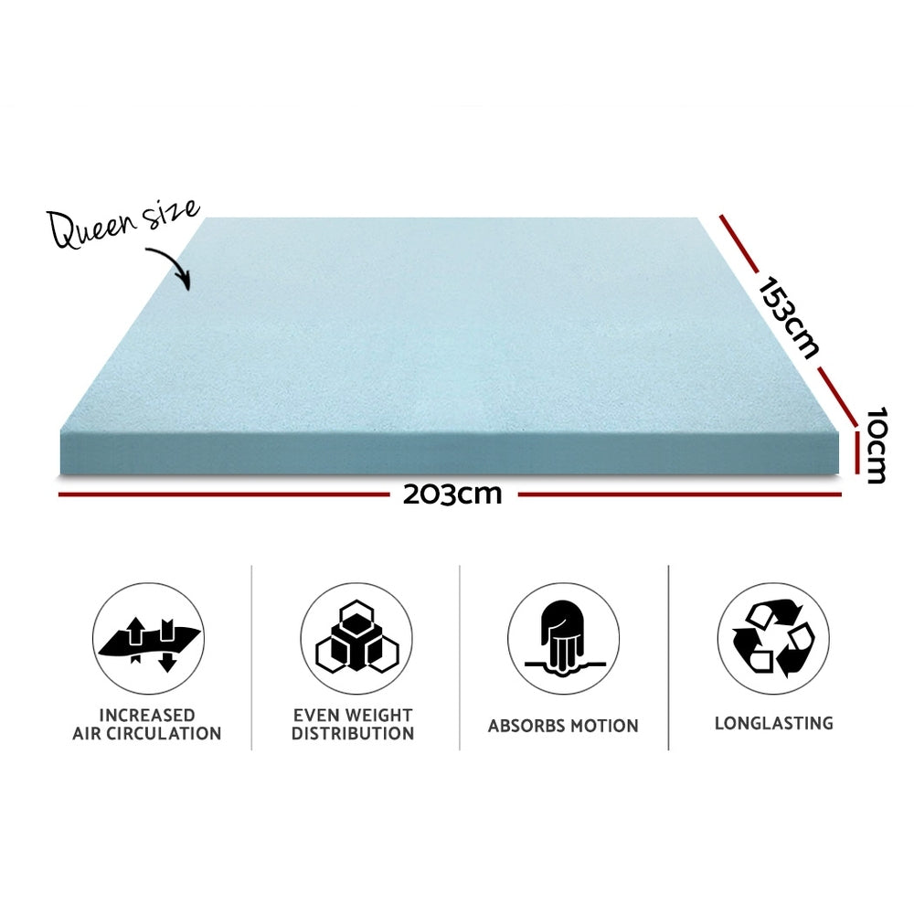 Giselle Bedding Memory Foam Mattress Topper Cool Gel 10cm Queen - 0