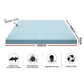 Giselle Bedding Memory Foam Mattress Topper Cool Gel 10cm Queen - 0