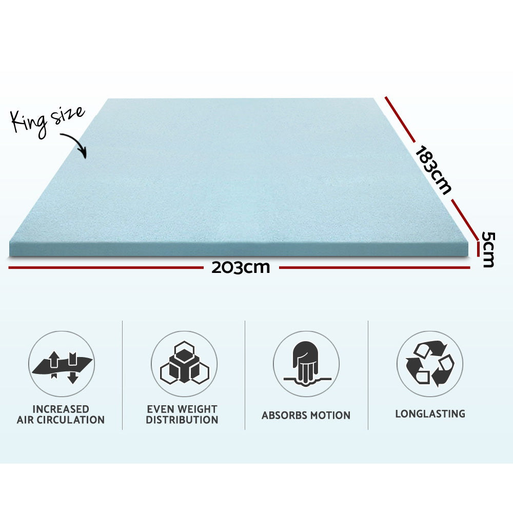 Giselle Bedding Memory Foam Mattress Topper Cool Gel 5cm King - 0