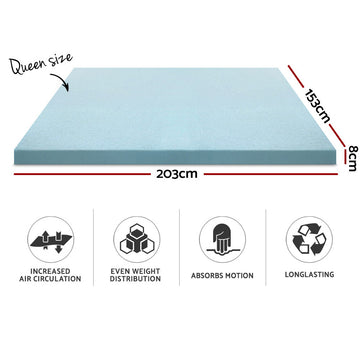 Giselle Bedding Memory Foam Mattress Topper Cool Gel 8cm Queen - 0
