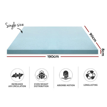 Giselle Bedding Memory Foam Mattress Topper Cool Gel 8cm Single - 0