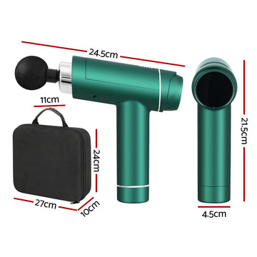 Everfit Massage Gun 30 Speed 6 Heads Vibration Muscle Massager Chargeable Green - 0