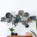 Artiss Metal Wall Art Hanging Sculpture 132cm Home Decor Leaf Circles Blue-7