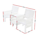Gardeon Outdoor Garden Bench Loveseat Wooden Table Chairs Patio Furniture White-2