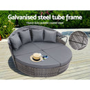 Gardeon Sun Lounge Setting Wicker Lounger Day Bed Outdoor Furniture Patio Grey-6