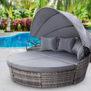 Gardeon Sun Lounge Setting Wicker Lounger Day Bed Outdoor Furniture Patio Grey-8