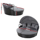 Gardeon Sun Lounge Setting Wicker Lounger Day Bed Patio Outdoor Furniture Black-2