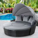 Gardeon Sun Lounge Setting Wicker Lounger Day Bed Patio Outdoor Furniture Black-8
