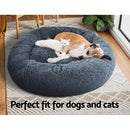 i.Pet Pet Bed Dog Cat 90cm Large Calming Soft Plush Bed Dark Grey-7