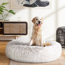i.Pet Pet Bed Dog Cat 90cm Large Calming Soft Plush White Brown-8