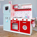 Keezi Kids Kitchen Play Set Wooden Pretend Toys Cooking Children Fridge Oven Red-8