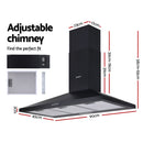 Devanti 900mm Range Hood 90cm Rangehood Black-2