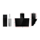 Devanti 900mm Range Hood 90cm Rangehood Glass Black-2