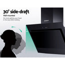 Devanti 900mm Range Hood 90cm Rangehood Glass Black-6