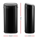 Devanti 68L Motion Sensor Bin Rubbish Automatic Black-2