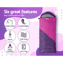 Weisshorn Sleeping Bag Kids Single 172cm Thermal Camping Hiking Pink-5