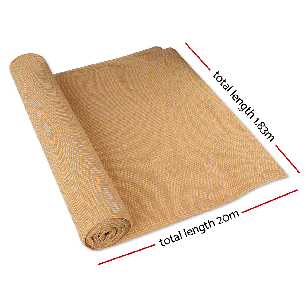 Instahut 50% Shade Cloth 1.83x20m Shadecloth Sail Heavy Duty Beige - 0