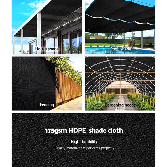 Instahut 70% Shade Cloth 3.66x30m Shade Cloth Sail Heavy Duty Shadecloth Garden Mesh Roll BK