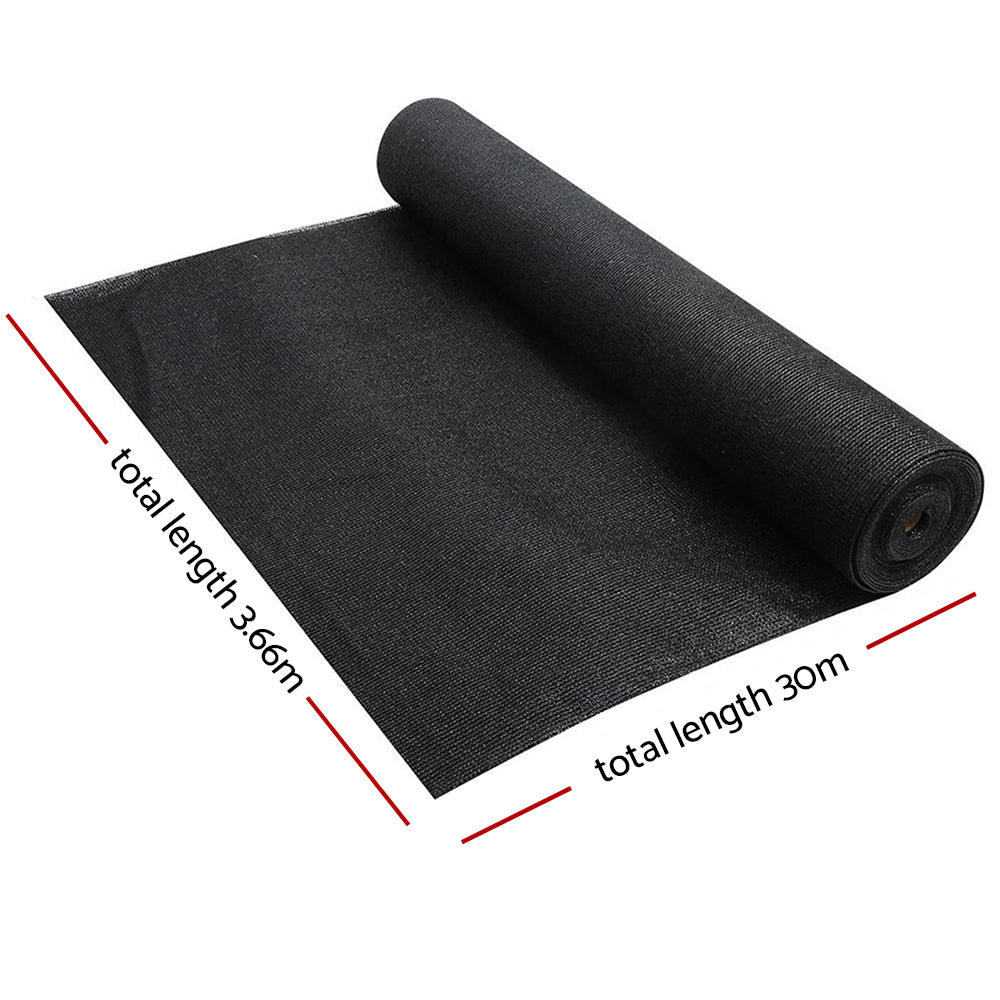 Instahut 90% Shade Cloth 3.66x30m Shadecloth Sail Heavy Duty Black - 0