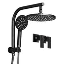 Cefito 9'' Rain Shower Head Set Handheld Round High Pressure Twins Tap Black-1