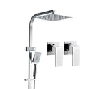 Cefito 10'' Rain Shower Head Set Handheld Square High Pressure Twins Tap Chrome-1
