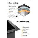 Cefito Kitchen Sink 75X45CM Stainless Steel Basin Single Bowl Drain Part Black-5