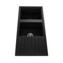 Cefito Kitchen Sink Stone Sink Granite Laundry Basin Double Bowl 116x49cm Black-3