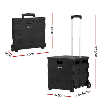 Emajin Foldable Shopping Cart Trolley Grocery Basket Rolling Wheel Portable 35KG - 0