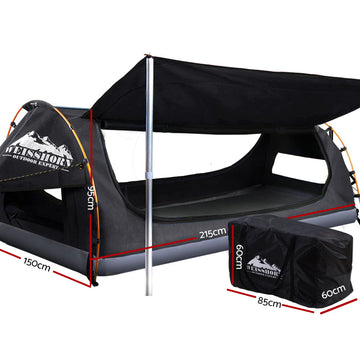 Weisshorn Double Swag Camping Swags Canvas Free Standing Dome Tent Dark Grey 4CM - 0
