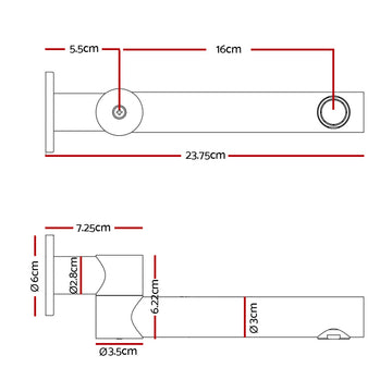 Cefito Bathroom Mixer Spout Wall Bath Tap Round Swivel Bathtub Black - 0