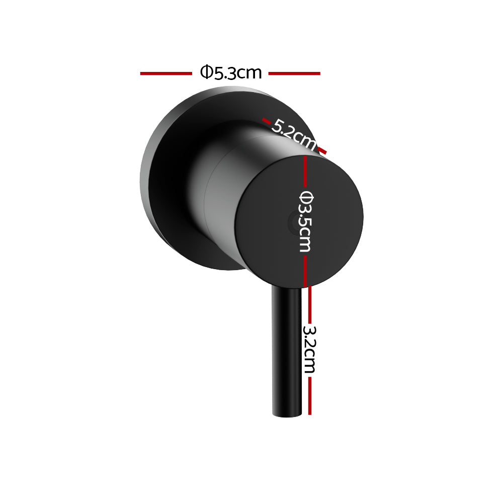 Cefito Basin Twin Tap Wall Round Brass Faucet Shower Bathtub Black - 0