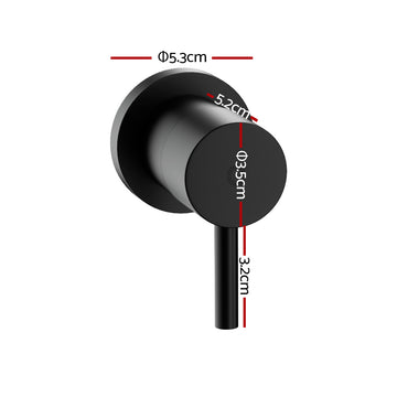 Cefito Basin Twin Tap Wall Round Brass Faucet Shower Bathtub Black - 0