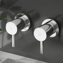 Cefito Basin Twin Tap Wall Round Brass Faucet Shower Bathtub Chrome-8