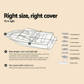 Seamanship Boat Cover 23-25ft Trailerable Jumbo Marine 600D Heavy Duty Grey - 0