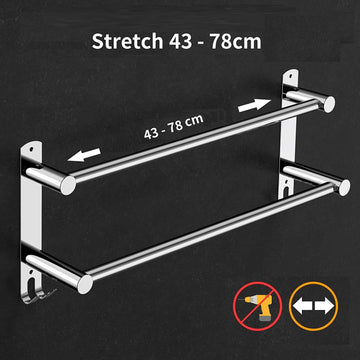 Stretchable 45-75 cm Towel Bar for Bathroom and Kitchen (Two Bars) - 0