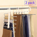 2 Pack Adjustable Multi-Layer 5 in 1 Pants Hanger for Wardrobe and Home Storage (White)-1