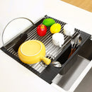 2 Pack Large Stainless Steel Roll Up Dish Drying Rack with Utensil Holder for Home Kitchen-11