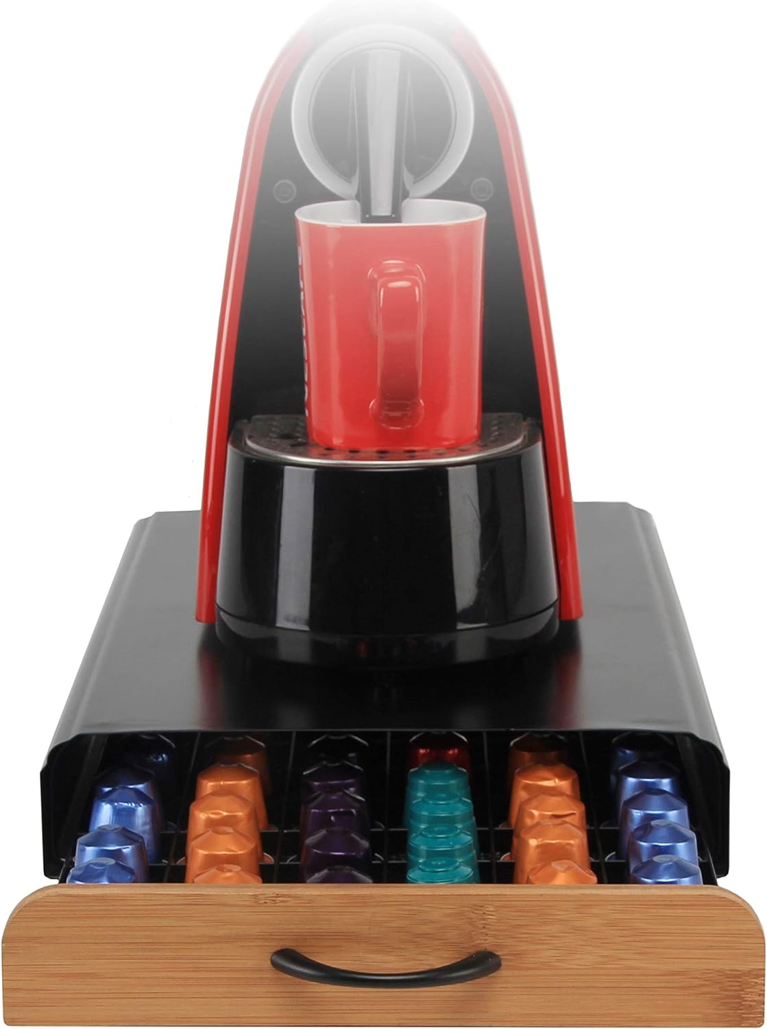 CARLA HOME Coffee Pods Holder Storage Drawer Compatible with 60 Nespresso Pods for Kitchen Storage & Organisation (Natural) - 0