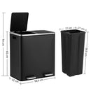 Kitchen Dual Recycling Bin 30L, Black-2