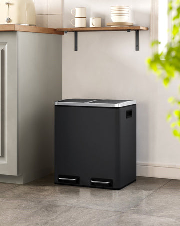 Dual Kitchen Bin 2x15L, Black - 0