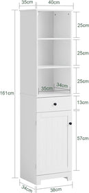 Tall Bathroom Storage Cabinet 3 Shelves, White-3
