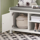 Shoe Cabinet Bench, White-6