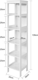 5 Tier Bathroom Shelf Cabinet, White-4