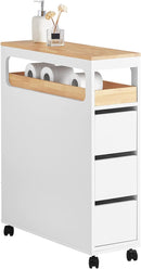 Storage Cart Narrow Cabinet Wheels Tray Drawers-1