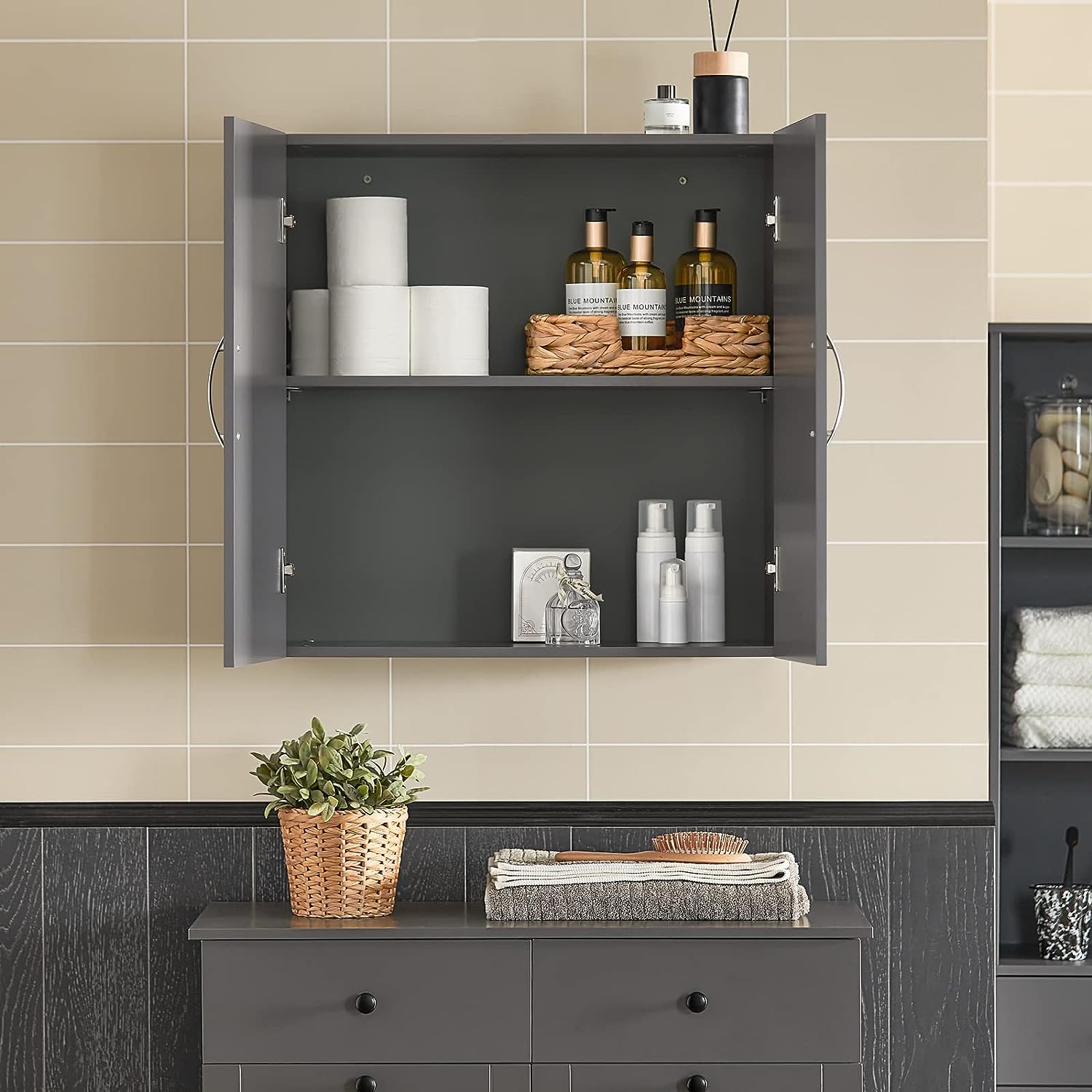 Wall Storage Cabinet Unit Double Doors - 0