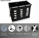 3 in 1 Large 135L Laundry Clothes Hamper Basket with Waterproof bags and Aluminum Frame (Black)-3