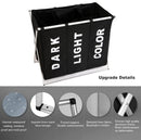 3 in 1 Large 135L Laundry Clothes Hamper Basket with Waterproof bags and Aluminum Frame (Black)-2